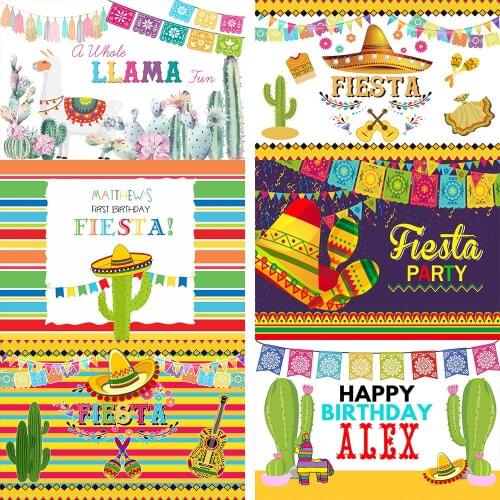 Vinyl Newborn Photocall Mexican Fiesta Party Custom Photo Studio Birthday Photography Background Cactus Baby Shower Photophone