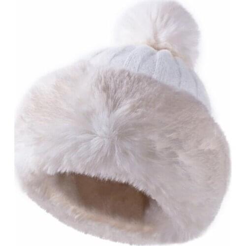 Knitted Hat Women Winter Soft Keep Warm Beanies Female Plus Velvet Fashion Pompom Knit Cap Outdoor Warm Casual Hat Skullies