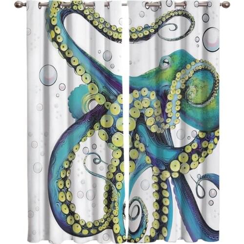 Octopus Bubble Window Treatments Curtains Valance Room Curtains Large Window Curtains Living Room Bedroom Kids Room Curtain
