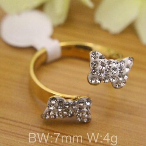 Wholesale Newest Fashion Jewelry gold color Imitation Crystal stainless steel rings for women RFFDAEAG