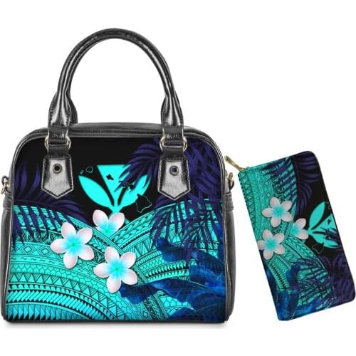 Woman Messenger Bags Wallet Set Free Dropship PU Handbags Polynesian Ladies Shoulder Floral Bags Purse Bolsa Feminina Wholesale