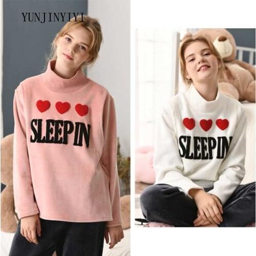 Winter maternity dress womens Christmas pajamas velvet home breastfeeding pajamas set long sleeve nightgown nursing sleepwear