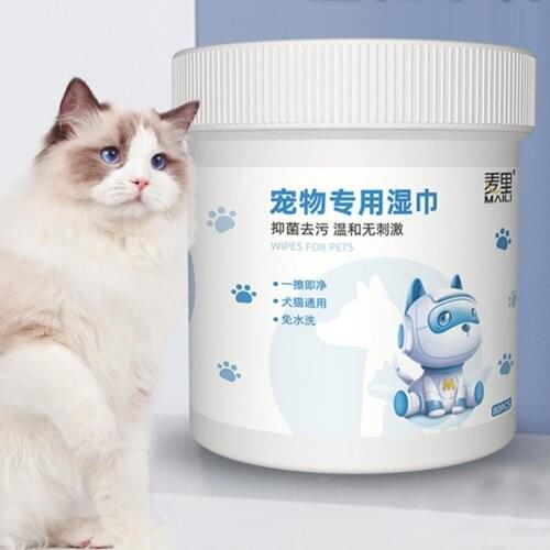 1 Box 130 Count Pet Cat Dog Wet Wipes Grooming Tear Stain Remover Eye/Ear Stain Cleaning Portable Wet Towels Supplies