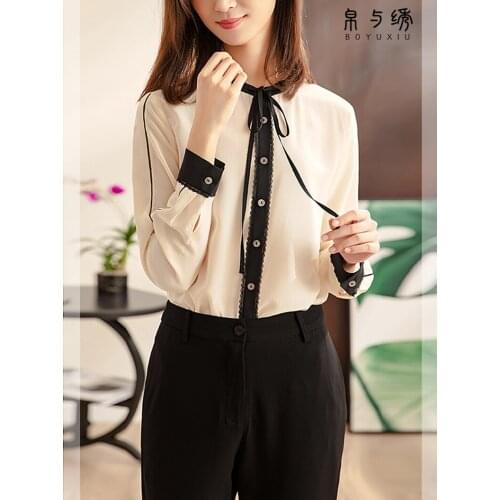 100% mulberry Thick silk shirt women' mulberry silk Tops blouse