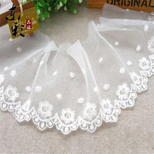 15yards*9cm Embroidery White Lace Ribbon Hight Quality Organza Lace DIY Sewing Handmade Supplies Clothes Fashion Accessories