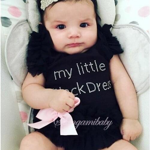 2018 Newborn Baby Girl Romper Dress Summer Baby Romper For Girls Clothes Ruffle Sunsuits Jumpsuits My Little Girl Black Clothing