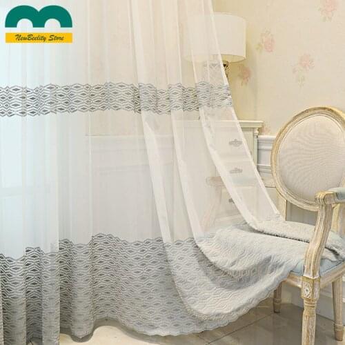 2021 Translucent Embroidery Tulle Simple and Modern Partition Finished Tulle for Living Dining Room Bedroom Custom
