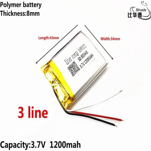3 line Good Qulity 3.7V lithium battery early 803443 1200mAh headlight GPS navigator general polymer batteries