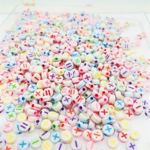 300Pcs/Set Interesting Beads Mixed Mathematical Symbols Education Cube Beads Charm Bracelet Supplies for DIY Jewelry Making