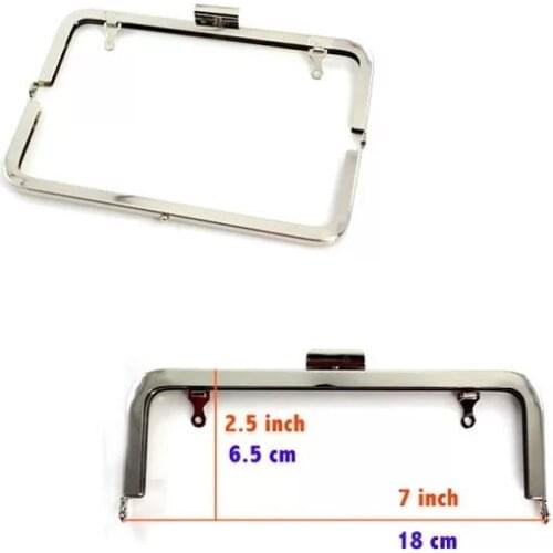 7 x 2.5 inches Silver Clutch Purse Frame with Chain Loops - 14 Pieces