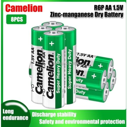 8pcs Original Camelion R6P 1.5V AA Zinc-manganese Dry Battery No Mercury Dry Battery For Electric Toy Flashlight Clock Mouse