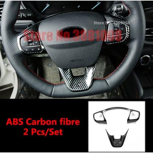 ABS Carbon Fiber Auto Steering Wheel Button Frame Sticker Cover Trim Car Styling Ford Kuga Escape MK3 2020 Accessories