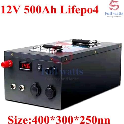 12V 500AH Lifepo4 Battery Deep Cycle Lithium BMS 4S for Golf Cart EV Solar Storage Backup Power Boat Inverter +20A Charger