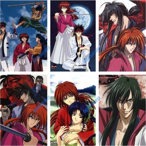 5d Diy Diamond Painting Anime Kenshin Himura Mosaic Cartoon Cross Stitch Kits Home Decor Diamond Embroidery Art Gift