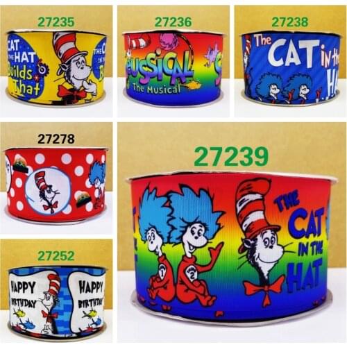 Free shipping 50 yard cartoon Printed grosgrain ribbon 27239