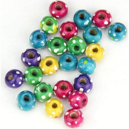 100Pcs Mixed Flower Wooden Beads 7x8mm Round Natural Wood Spacer Beads For Jewelry Making Toy DIY Bracelet Necklace