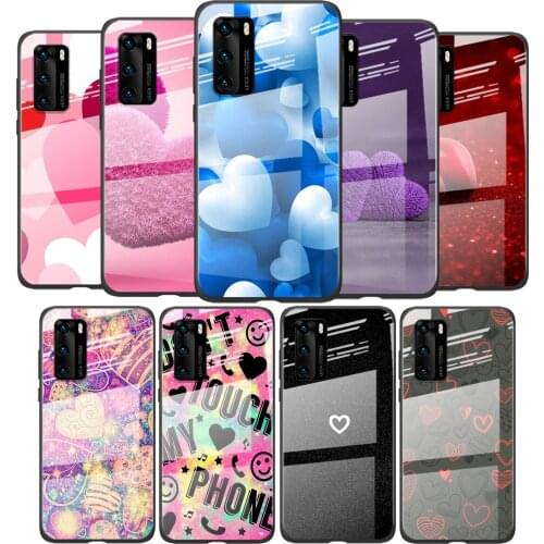 Tempered Glass Cover Animal Cute Love For Huawei P40 P30 P20 P10 Pro Plus Lite 5G 2019 Shockproof Shell Phone Case