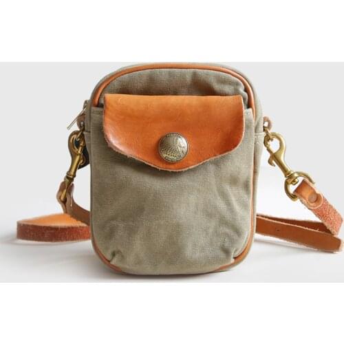 Canvas Genuine Leather Messenger Bag For Men High Quality Luxury Vintage Casual Small Travel Shoulder Crossboday Flap Bags Male