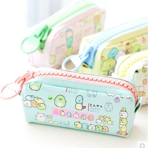 PU leather personalized large zipper student pencil case canvas large capacity pencil case for girls and boys