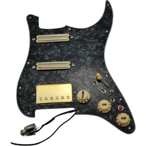 HSS Strat Guitar Pickups Alnico V Humbucker Pickup Prewired Pickguard Pickups Guitar Wiring Harness Mini Single Cut Gold Set