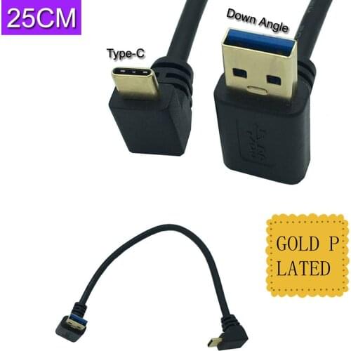 Gold Plated 90 degree Down Angle USB 3.0 (Type-A) Male to USB3.1 (Type-C) Male Down /Up Angle USB Data Sync & Charge Cable Conne