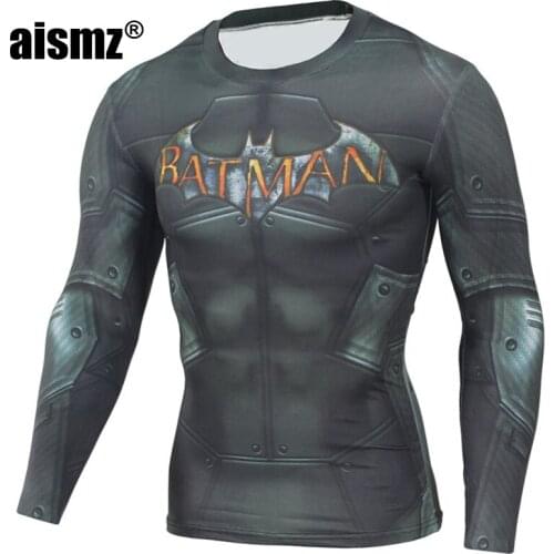 Aismz T shirt Compression Shirt Crossfit T-shirt Men Lycra 3D Print Long Sleeve T shirt Fitness Brand Clothing MMA Plus Size