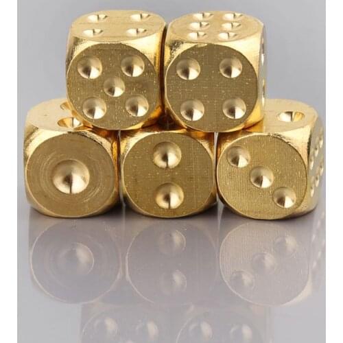 Brass Dices Solid Metal Polyhedral Club Bar Dice Playing Game Tool 15X15X15mm