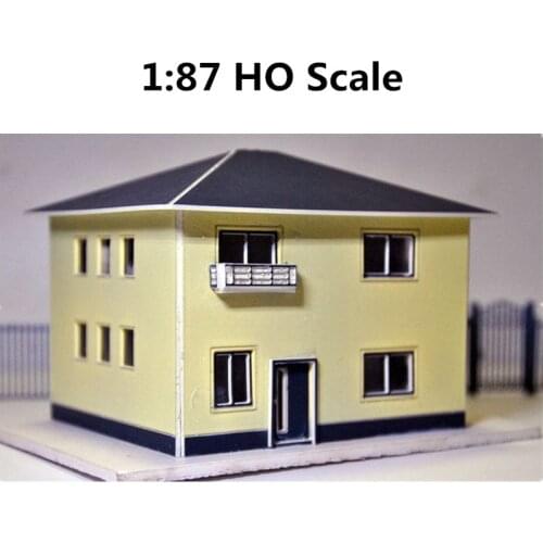 1:87 HO Scale Model Assembly Two-story Building House Model Sand Table Scene Decorations C5