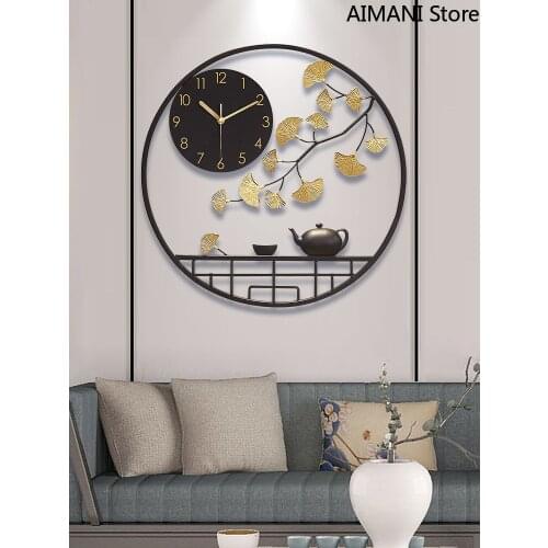 Wall Clock Living Room Home Creative Fashion Chinese Style Wall Watch Atmosphere New Chinese Clock Art Decoration Wall Clock