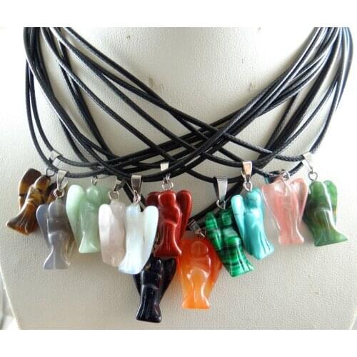 Natural stone Quartz crystal aventurine Turquoises tiger eye lapis angel Pendant for diy lJewelry making necklace Accessories