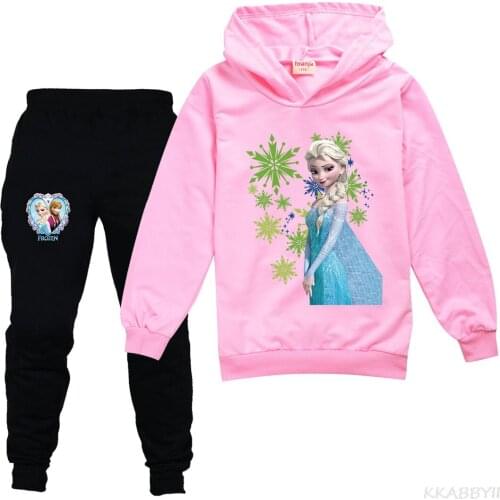 Frozen Clothes Autumn Hoodies Set Tracksuit Long Sleeve Hooded Sweatshirt + Long Trackpants