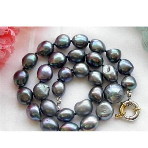 HUGE 17" baroque peacock black freshwater PEARL NECKLACE