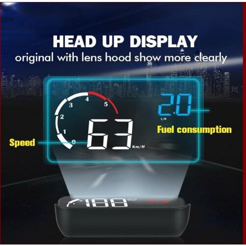 OHANEE 2019 Newest M10 HUD display With Lens Hood yellow led Windshield Projector head up display OBD Scanner Speed Fuel Warnin