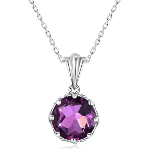 Szjinao 925 Sterling Silver Necklace Pendant Charm Women Pendants Amethyst Gemstone Silver 925 Jewelry Party Wedding Gift 2020