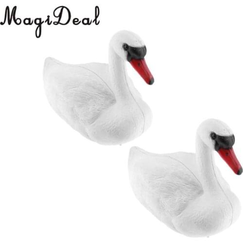 2 Pieces Plastic Floating Swan Decoy for Hunting &Fishing Garden Scarecrow
