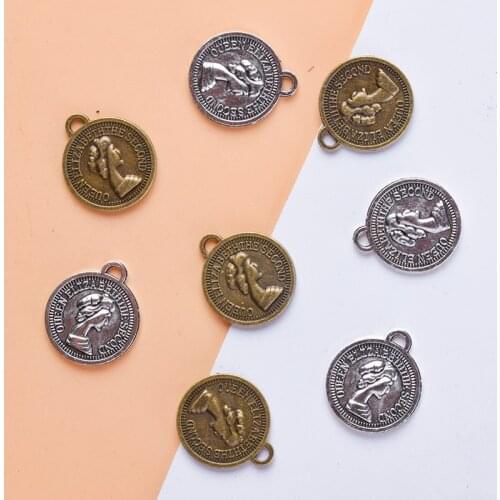 10PCS Retro Beauty Head Coin Charms For DIY Jewelry Making Bracelets Bangles Zinc Alloy Pendant Necklace Keychain Materials