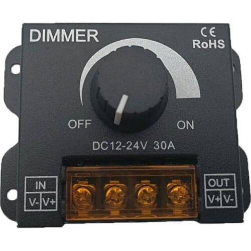 DC 12V-24V LED Dimmer Switch 30A 360W Voltage Regulator Adjustable Controller for LED Strip Light Lamp LED Dimming Dimmers