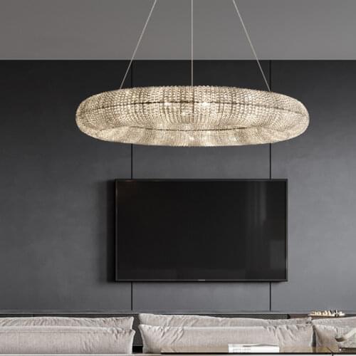 Luxury American RH Loft E14 Pendant Lights Living Room Round K9 Crystal Hanging Lamp Cable Adjustable Lamp Fixtures Luminarias