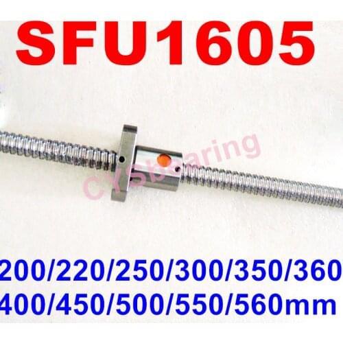 NO END Machined Ballscrew SFU1605 200/220/250/300/350/360 400/450/500/550/560mm Ball Screw C7 1605 Flange Single Ballnut RM1605