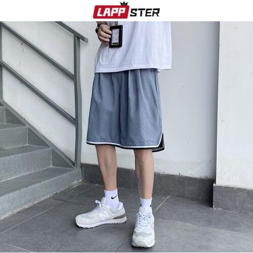 LAPPSTER Men Streetwear Basketball Causal Shorts 2021 Summer Mens Harajuku Korean Fashion Sweatshorts Man Vintage Running Shorts