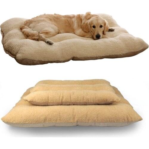 Dogs Kennel Plush Dog Mattress Puppy Cat Sleeping Pad Winter Warm Pet Bed Mat Thicken Fleece Large Dogs Cushion Blanket