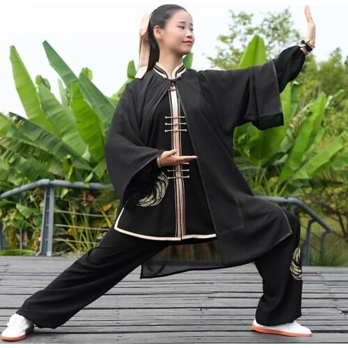 Unisex Men Women Tai Chi Uniform Martail Arts Clothes Loose Wide Leg Pant Shirt Kung Fu Taichi Exercise Casual Suit TA1996