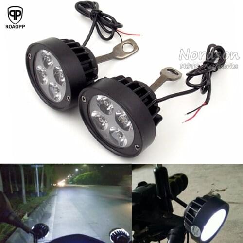 ROAOPP Universal 2Pcs Led Motorcycle Motorbike Spot Light Spotlight Assist Lamp Side Mirror Mount Installation Light