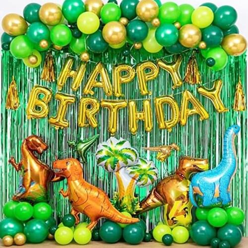 97pcs Jurassic World Party Dinosaur Balloons Garland Kit Happy Birthday Letter Balloon Boys wild one Birthday Party Decorations