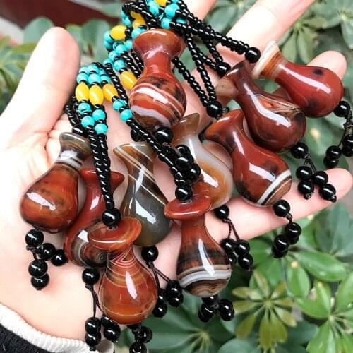 Necklace women bijoux femme Rough Agate Pendant Exquisite sardonyx rough Necklace vase Water drop sweater chain