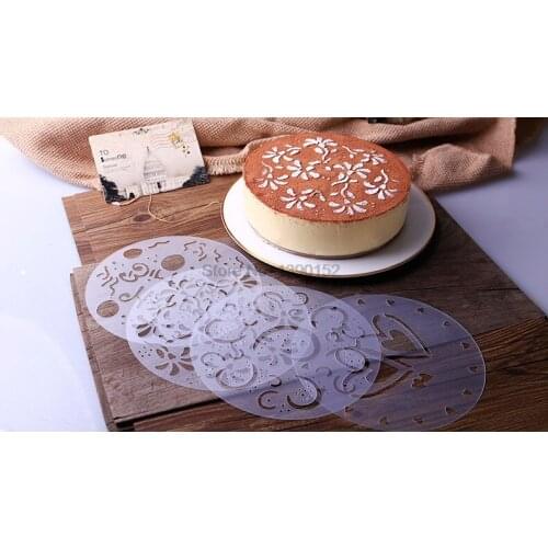 200set 4Pcs Plastic Cake Stencils Flower Spray Stencils Birthday Cake Mold Decorating Bakery Tools DIY Mould Fondant Template