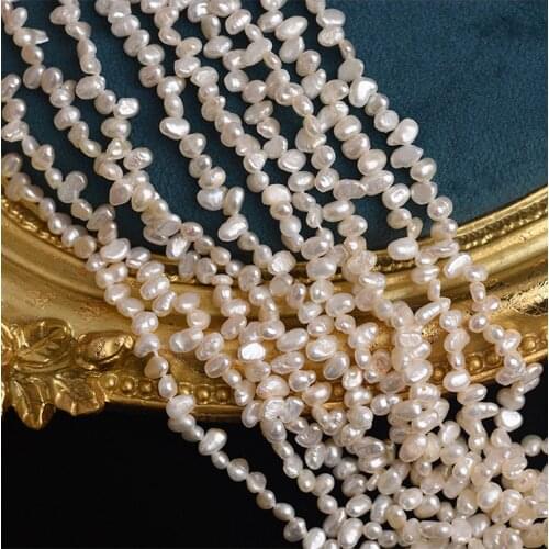 3.5-4mm/one string,Natural freshwater pearls bright on both sides,Mini irregular Baroque loose pearls wholesale,DIY accessories