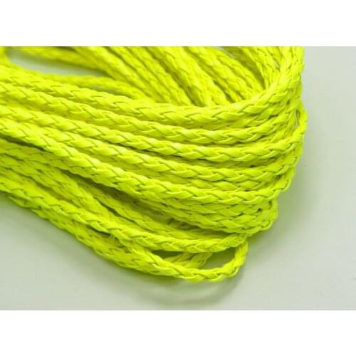 32.8 Feet Neon Yellow Braided Leatheroid String Jewelry Cord 3mm