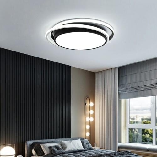 Free Shipping Modern bedroom lamp home black circular dining room lamp 110V 220V led ceiling lamp acrylic led light fixture