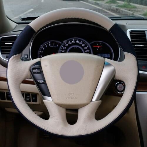 Beige Leather Car Steering Wheel Covers for Nissan Teana 2008-2012 Murano 2009-2014 auto Steering Covers